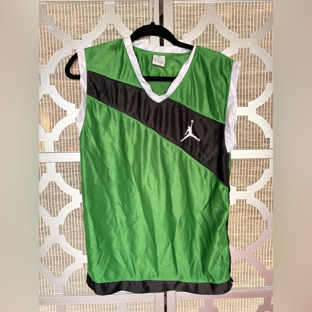 Jordan Green Black White Sleeveless Basketball Jersey